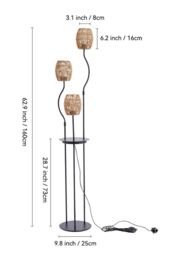 Living and Home Vintage 3-Light Braid Lampshade E27 Tray Table Floor Lamp in Black - thumbnail 3