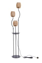 Living and Home Vintage 3-Light Braid Lampshade E27 Tray Table Floor Lamp in Black - thumbnail 5