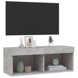 Berkfield Home TV Cabinet with LED Lights Concrete Grey 80x30x30 cm - Size: 80 x 30 x 30 cm - thumbnail 6
