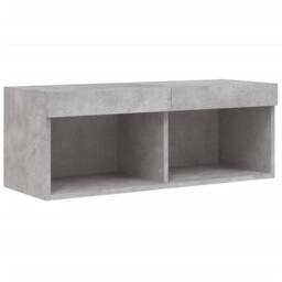 Berkfield Home TV Cabinet with LED Lights Concrete Grey 80x30x30 cm - Size: 80 x 30 x 30 cm - thumbnail 7