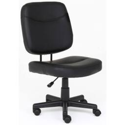 Havendro PU Leather Armless Swivel Home Office Chair Black - Size: 100 cm x 60 cm - thumbnail 1