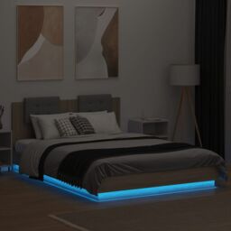 Berkfield Home Bed Frame with LED without Mattress Sonoma Oak 140x200 cm in Brown - thumbnail 4