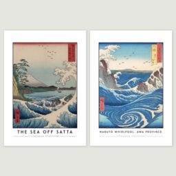 Artery8 Wall Art Print Classic Paintings Hokusai Amida Falls Koson Heron Utagawa Sea Off-Satta Naruto Whirlpool A4 Poster Pack of 4 Wall Art - thumbnail 3