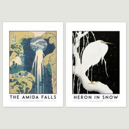 Artery8 Wall Art Print Classic Paintings Hokusai Amida Falls Koson Heron Utagawa Sea Off-Satta Naruto Whirlpool A4 Poster Pack of 4 Wall Art - thumbnail 2