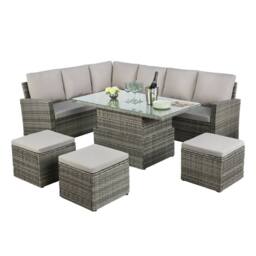 Home Garden Direct Pelias - Rattan Corner Sofa Set with Rising Table - 8 Seater Outdoor Garden Furniture Set in Grey - thumbnail 6