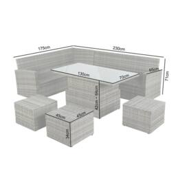 Home Garden Direct Pelias - Rattan Corner Sofa Set with Rising Table - 8 Seater Outdoor Garden Furniture Set in Grey - thumbnail 9