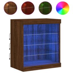 Berkfield Home Sideboard with LED Lights Brown Oak 60.5x37x67 cm - thumbnail 2