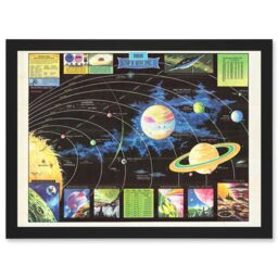 Artery8 Rand McNally 1969 Modern Map Of Outer Space Chart Artwork Framed Wall Art Print A4 in Black - thumbnail 1