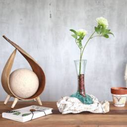 Serenityy Molten Glass on Whitewash Wood - Small Vase in White - thumbnail 5