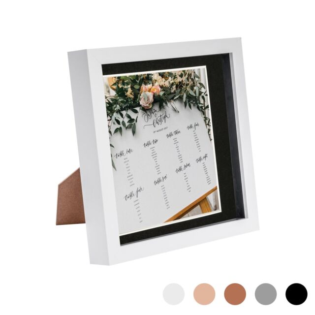 "Nicola Spring 3D Box Photo Frame - 8 x 8"" with 6 x 6"" Mount - Grey Mount in White" - image 1