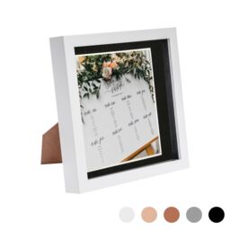 "Nicola Spring 3D Box Photo Frame - 8 x 8"" with 6 x 6"" Mount - Grey Mount in White"