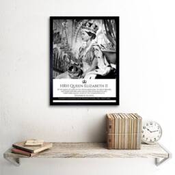 "Artery8 HRH Queen Elizabeth II Coronation Commemorative 12x16"" Framed Art in Grey - Size: W12"" x H16""" - thumbnail 2