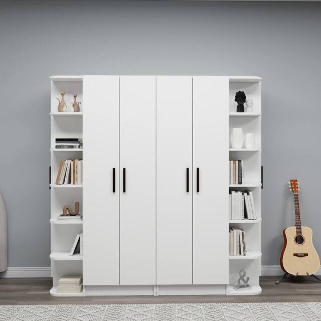 Destina Home Linda-Lusus 6-Door Double Wardrobe Set with Shelves & Cabinets 180 cm in White - Size: 6 Pack - image 1