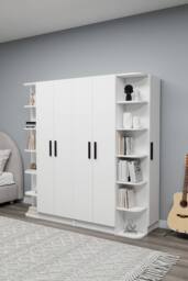 Destina Home Linda-Lusus 6-Door Double Wardrobe Set with Shelves & Cabinets 180 cm in White - Size: 6 Pack - thumbnail 4