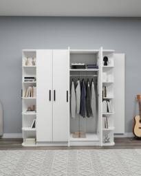 Destina Home Linda-Lusus 6-Door Double Wardrobe Set with Shelves & Cabinets 180 cm in White - Size: 6 Pack - thumbnail 2