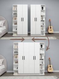 Destina Home Linda-Lusus 6-Door Double Wardrobe Set with Shelves & Cabinets 180 cm in White - Size: 6 Pack - thumbnail 7
