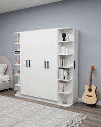 Destina Home Linda-Lusus 6-Door Double Wardrobe Set with Shelves & Cabinets 180 cm in White - Size: 6 Pack - thumbnail 5