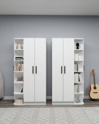 Destina Home Linda-Lusus 6-Door Double Wardrobe Set with Shelves & Cabinets 180 cm in White - Size: 6 Pack - thumbnail 6