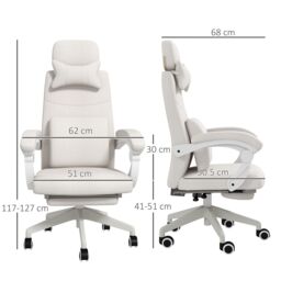 VINSETTO Home Office Chair Reclining Computer Chair w/ Lumbar Support in White - thumbnail 3
