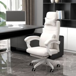 VINSETTO Home Office Chair Reclining Computer Chair w/ Lumbar Support in White - thumbnail 1