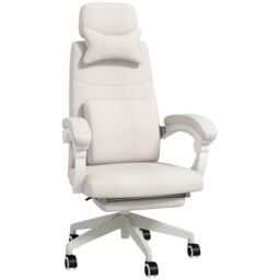 VINSETTO Home Office Chair Reclining Computer Chair w/ Lumbar Support in White - thumbnail 2