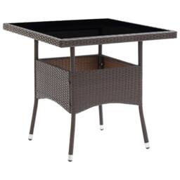 Berkfield Home Table Garden Dining Table Brown Poly Rattan - thumbnail 2