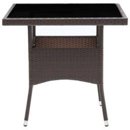 Berkfield Home Table Garden Dining Table Brown Poly Rattan - thumbnail 3