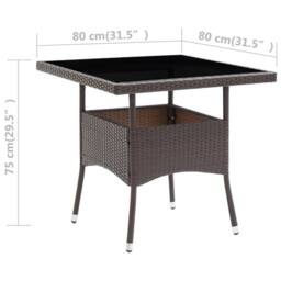 Berkfield Home Table Garden Dining Table Brown Poly Rattan - thumbnail 5