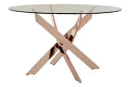 Orsina Sturdy Intersected Rose Gold Dining Table, Durable & Stylish Kitchen Table, Luxurious Dining Room Table - thumbnail 4