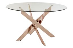 Orsina Sturdy Intersected Rose Gold Dining Table, Durable & Stylish Kitchen Table, Luxurious Dining Room Table - thumbnail 2