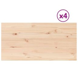 Berkfield Home Table Tops 4 pcs 100x50x2.5 cm Rectangular Solid Wood Pine in Brown - thumbnail 2