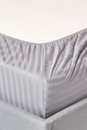 Homescapes Egyptian Cotton Satin Stripe Fitted Sheet 12 inch 330 Thread Count in Grey - Size: Super King Fitted - thumbnail 2