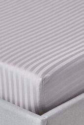Homescapes Egyptian Cotton Satin Stripe Fitted Sheet 12 inch 330 Thread Count in Grey - Size: Super King Fitted - thumbnail 1