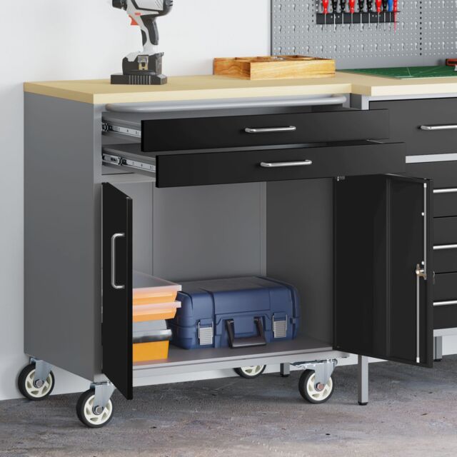 Berkfield Home Tool Cabinet with Wheels & Lockable Black 75x45x85 cm Steel - Size: 75 x 45 x 85 cm - image 1