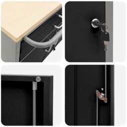 Berkfield Home Tool Cabinet with Wheels & Lockable Black 75x45x85 cm Steel - Size: 75 x 45 x 85 cm - thumbnail 8