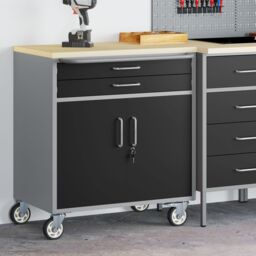Berkfield Home Tool Cabinet with Wheels & Lockable Black 75x45x85 cm Steel - Size: 75 x 45 x 85 cm - thumbnail 3