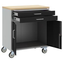 Berkfield Home Tool Cabinet with Wheels & Lockable Black 75x45x85 cm Steel - Size: 75 x 45 x 85 cm - thumbnail 4