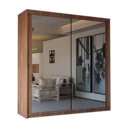 Sliding Wardrobes 4U Modern Double Sliding Door Wardrobe 203cm X 217cm in Walnut - Size: 203 cm X 217 cm - thumbnail 2