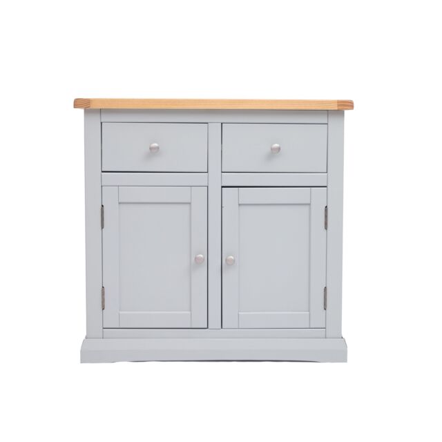 Cabinet Bits Loreo Light Grey 2 Drawer 2 Door Sideboard Chrome Knob - image 1