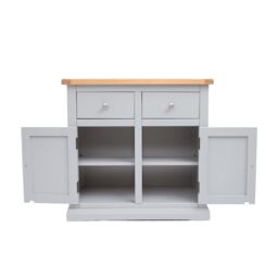 Cabinet Bits Loreo Light Grey 2 Drawer 2 Door Sideboard Chrome Knob - thumbnail 3