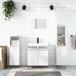 Berkfield Home Bathroom Cabinet High Gloss White 58x33x60 cm Engineered Wood - Size: 58 x 33 x 60 cm - thumbnail 2