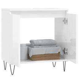 Berkfield Home Bathroom Cabinet High Gloss White 58x33x60 cm Engineered Wood - Size: 58 x 33 x 60 cm - thumbnail 3