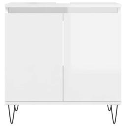 Berkfield Home Bathroom Cabinet High Gloss White 58x33x60 cm Engineered Wood - Size: 58 x 33 x 60 cm - thumbnail 4