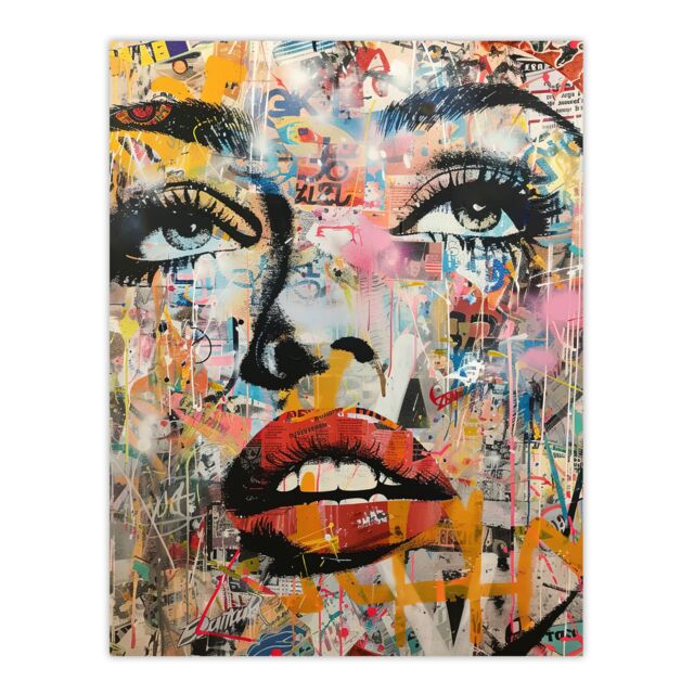"Artery8 Vintage Pop Art Portrait Street Art Graffiti Wall Art Print - Size: W18"" x H24""" - image 1