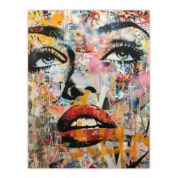 "Artery8 Vintage Pop Art Portrait Street Art Graffiti Wall Art Print - Size: W18"" x H24""" - thumbnail 1
