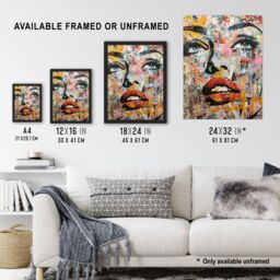 "Artery8 Vintage Pop Art Portrait Street Art Graffiti Wall Art Print - Size: W18"" x H24""" - thumbnail 3