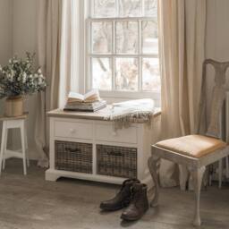 Statement Furniture Florence Storage Bench with 2 Drawers & 2 Baskets in White - thumbnail 3
