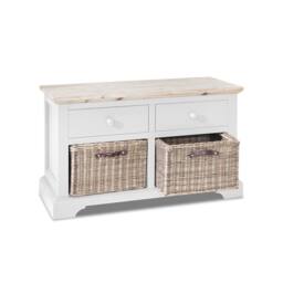 Statement Furniture Florence Storage Bench with 2 Drawers & 2 Baskets in White - thumbnail 2