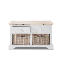 Statement Furniture Florence Storage Bench with 2 Drawers & 2 Baskets in White - thumbnail 4