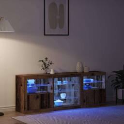 Berkfield Home Sideboard with LED Lights Old Wood 181, 5x37x67 cm Engineered Wood in Brown - Size: 5 x 37 x 67 cm - thumbnail 5
